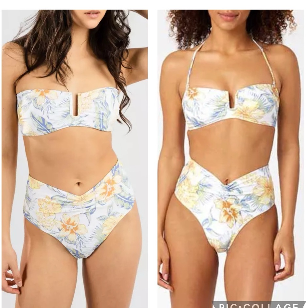 Rip Curl Always Summer Bandeau Bikini Top & High Waist Bikini Bottom, SMALL